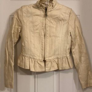 Faux leather jacket.